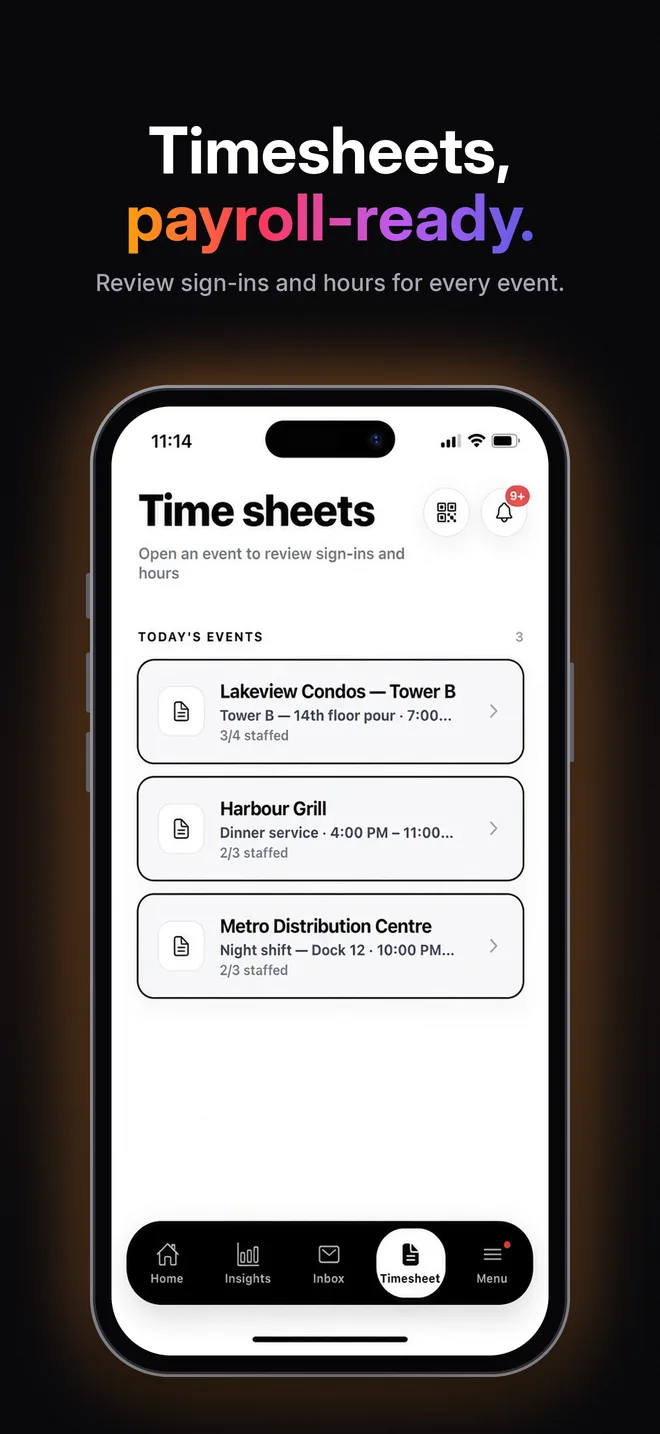 Timesheets.