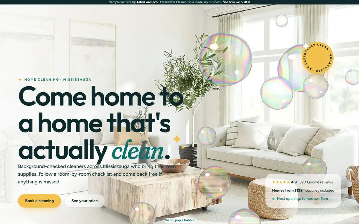 The Clearwater Cleaning sample website
