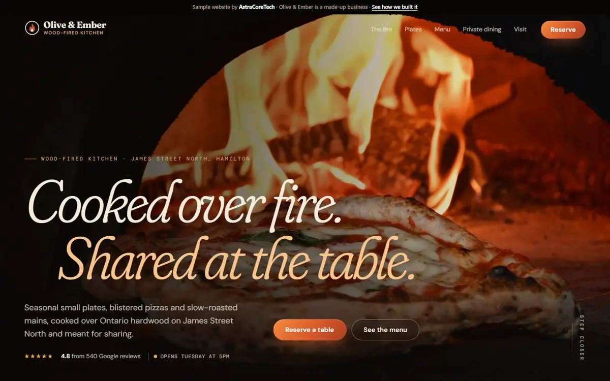 The Olive & Ember sample website